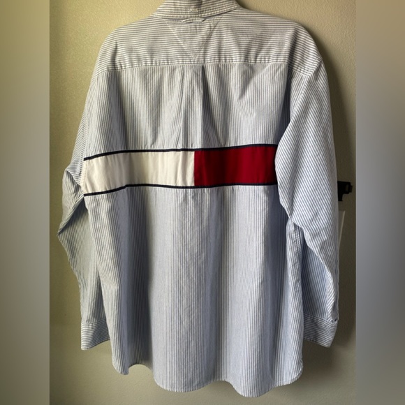 Vintage,Tommy Hilfiger men’s patriotic pinstriped, long sleeve button down shirt - Picture 6 of 6